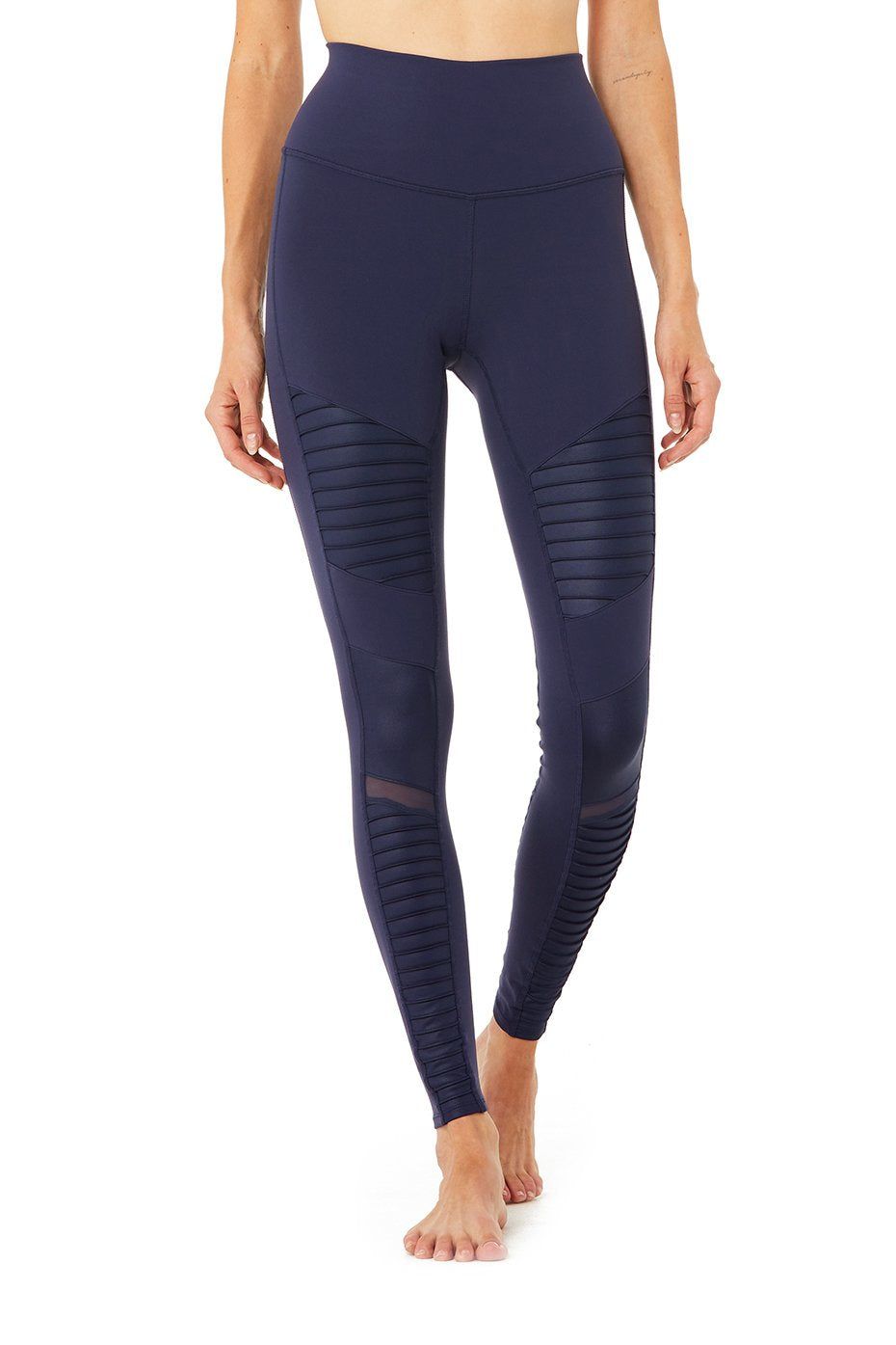 High-Waist Moto Legging - Rich Navy/Rich Navy Glossy sold by Alo Yoga