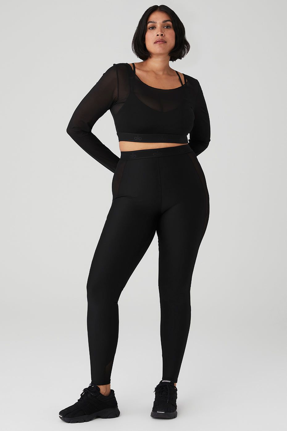 Airlift Long Sleeve Ballet Dream Bra & Airlift High-Waist Ballet Dream Legging Set - Black sold by Alo Yoga product image thumbnail 5