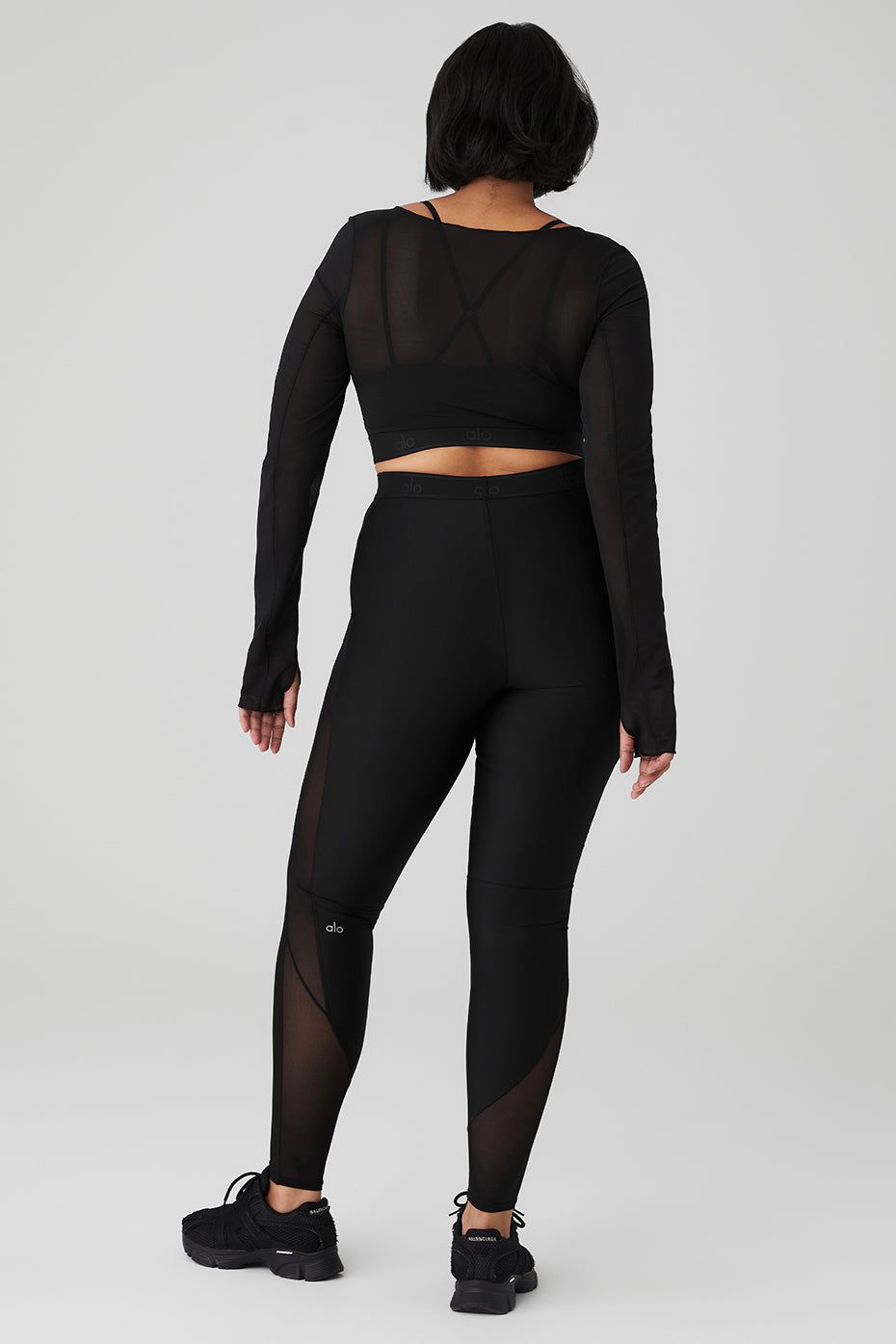 Airlift Long Sleeve Ballet Dream Bra & Airlift High-Waist Ballet Dream Legging Set - Black sold by Alo Yoga product image thumbnail 6