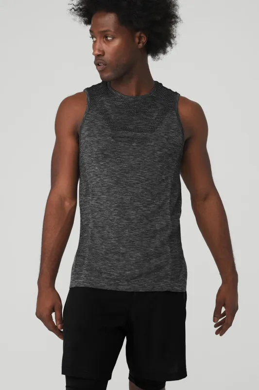 Amplify Seamless Muscle Tank - Black Heather sold by Alo Yoga