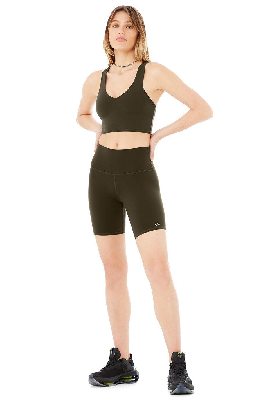 Airbrush Real Bra Tank & 7" High-Waist Biker Short Set sold by Alo Yoga