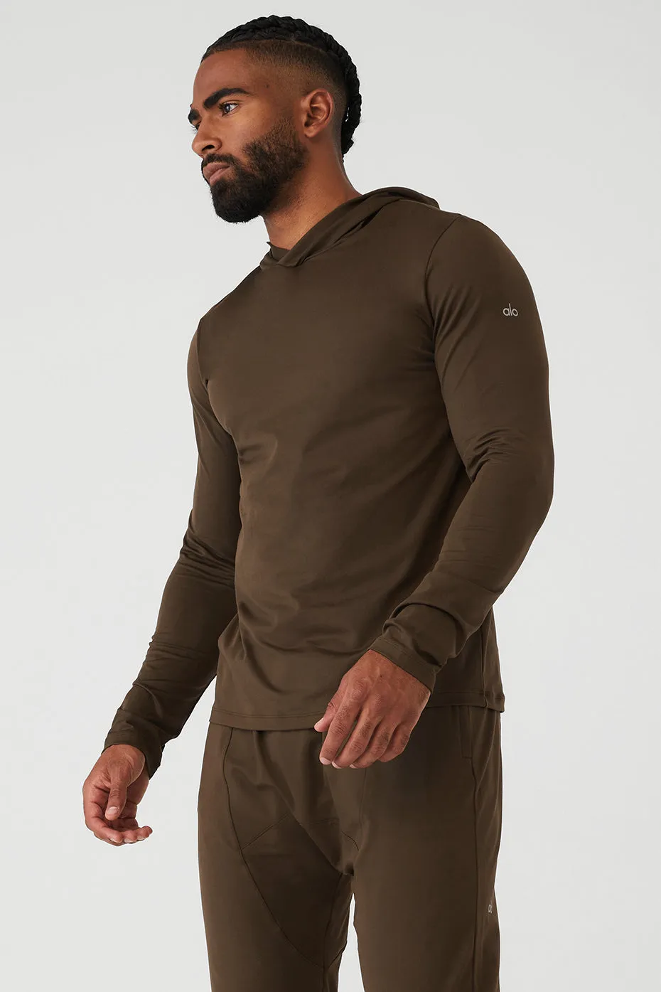Conquer Reform Long Sleeve With Hood - Espresso sold by Alo Yoga product image thumbnail 3