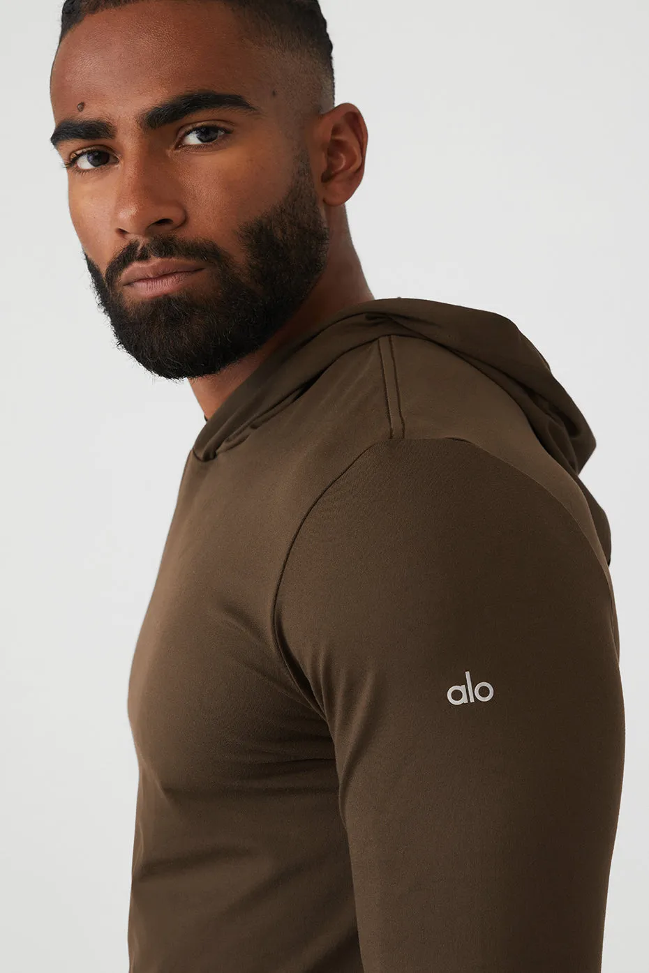 Conquer Reform Long Sleeve With Hood - Espresso sold by Alo Yoga product image thumbnail 4
