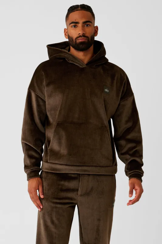 Velour Baller Hoodie - Espresso sold by Alo Yoga