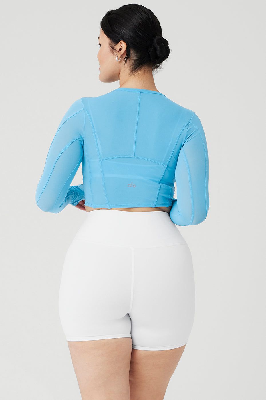 Mesh Cropped Fine Line Long Sleeve - Azure Blue sold by Alo Yoga product image thumbnail 7