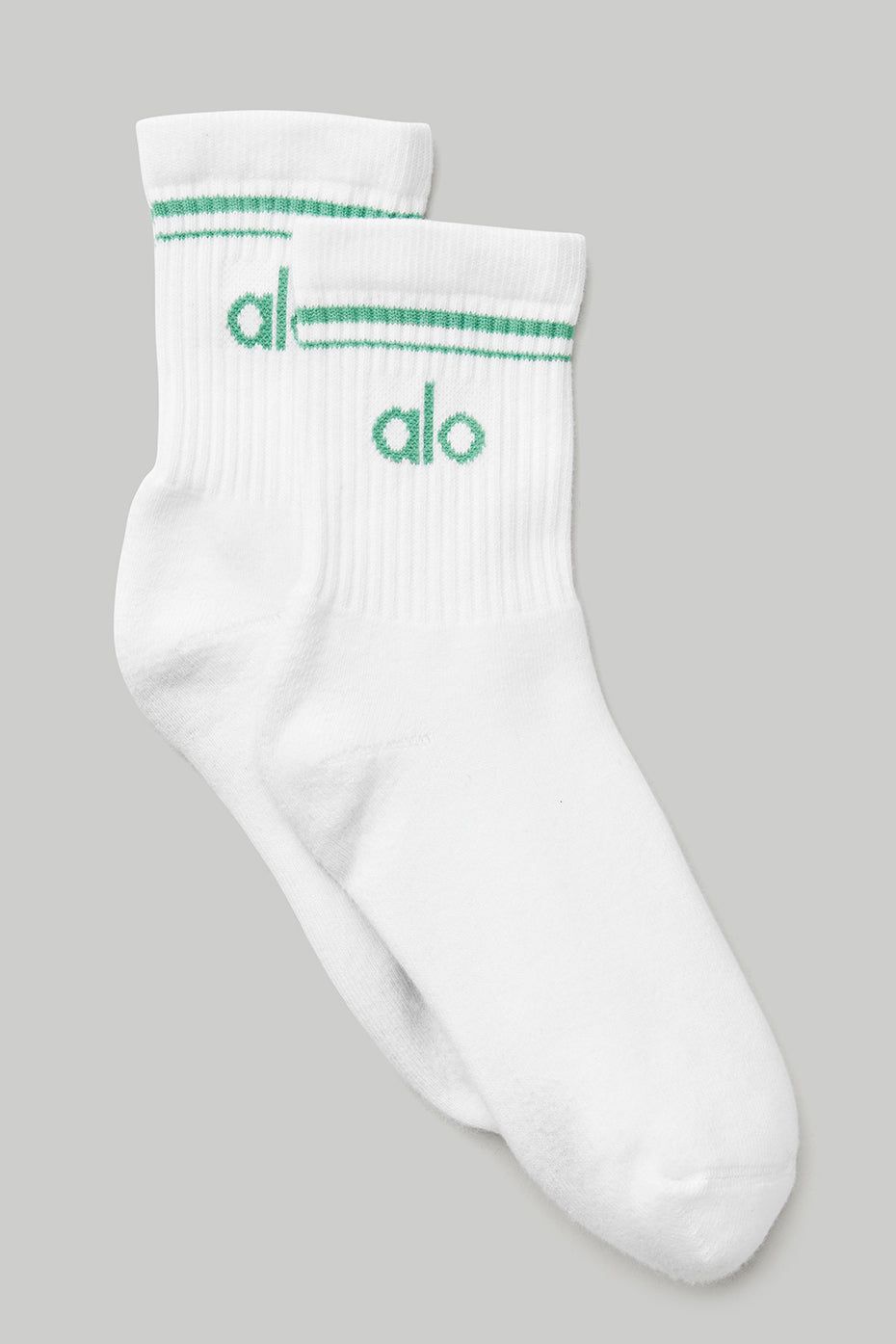 Unisex Half-Crew Throwback Sock - White/Lettuce sold by Alo Yoga