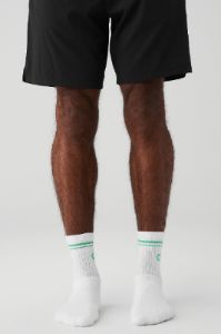 Unisex Half-Crew Throwback Sock - White/Lettuce sold by Alo Yoga