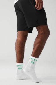 Unisex Half-Crew Throwback Sock - White/Lettuce sold by Alo Yoga
