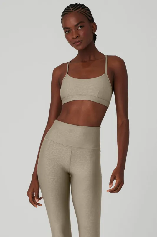 Airlift Leopard Debossed Intrigue Bra - Gravel made by Alo Yoga