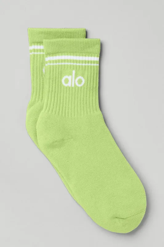 Unisex Half-Crew Throwback Sock - Celery/White sold by Alo Yoga