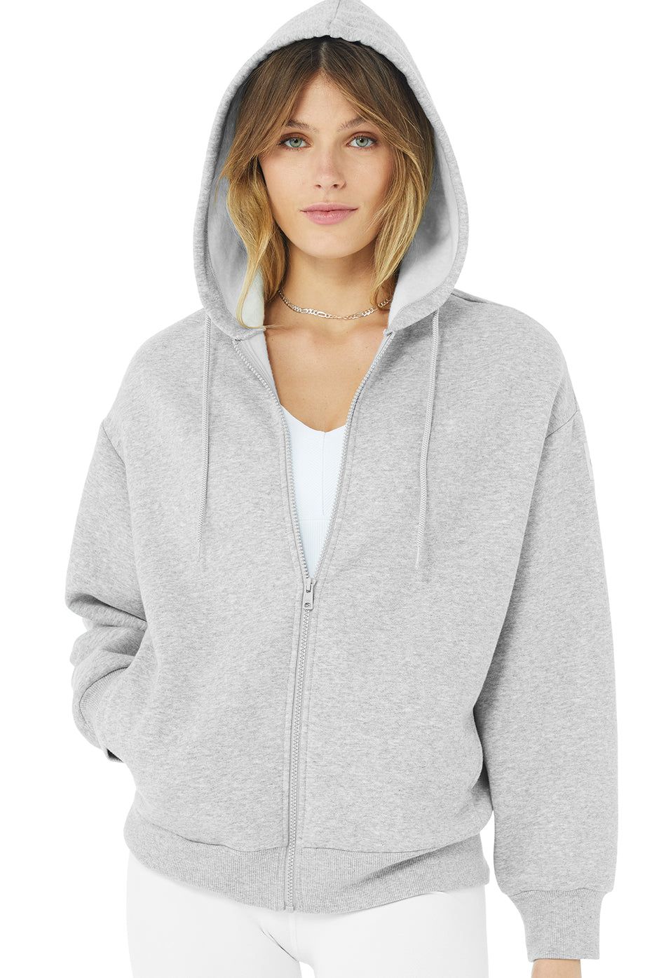 Hype Full Zip Hoodie - Athletic Heather Grey sold by Alo Yoga product image thumbnail 5