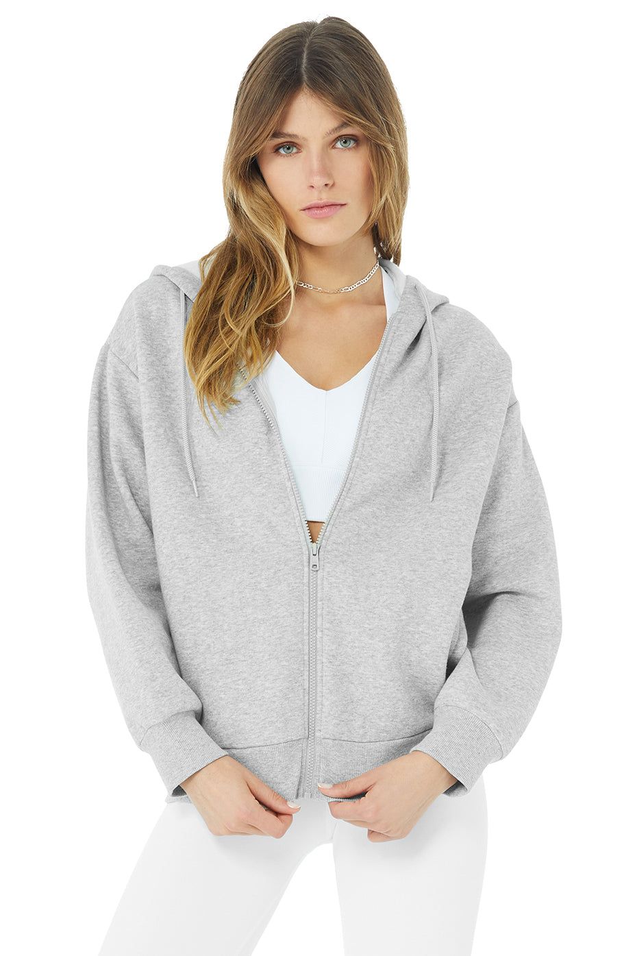 Hype Full Zip Hoodie - Athletic Heather Grey sold by Alo Yoga