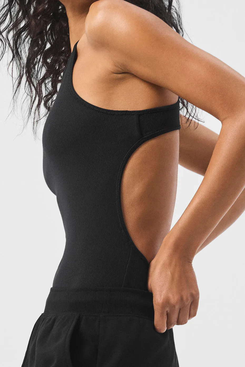 Ribbed Half-Court Bodysuit - Black sold by Alo Yoga product image thumbnail 3