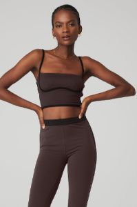 Airbrush Streamlined Bra Tank - Raisin/Black sold by Alo Yoga