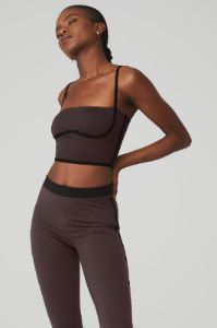 Airbrush Streamlined Bra Tank - Raisin/Black sold by Alo Yoga