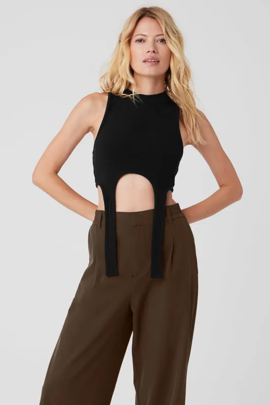 Wellness Rib Flaunt Tank - Black sold by Alo Yoga