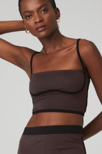 Airbrush Streamlined Bra Tank - Raisin/Black sold by Alo Yoga