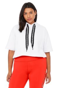 Air Land Ocean Short Sleeve Crop Hoodie - White sold by Alo Yoga