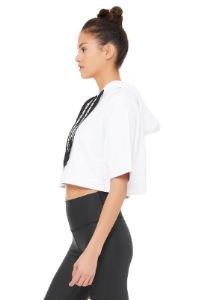 Air Land Ocean Short Sleeve Crop Hoodie - White sold by Alo Yoga