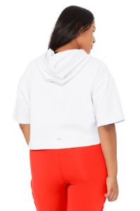 Air Land Ocean Short Sleeve Crop Hoodie - White sold by Alo Yoga