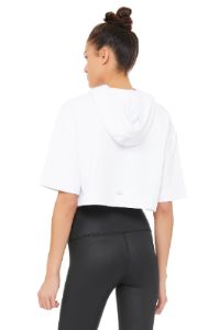 Air Land Ocean Short Sleeve Crop Hoodie - White sold by Alo Yoga