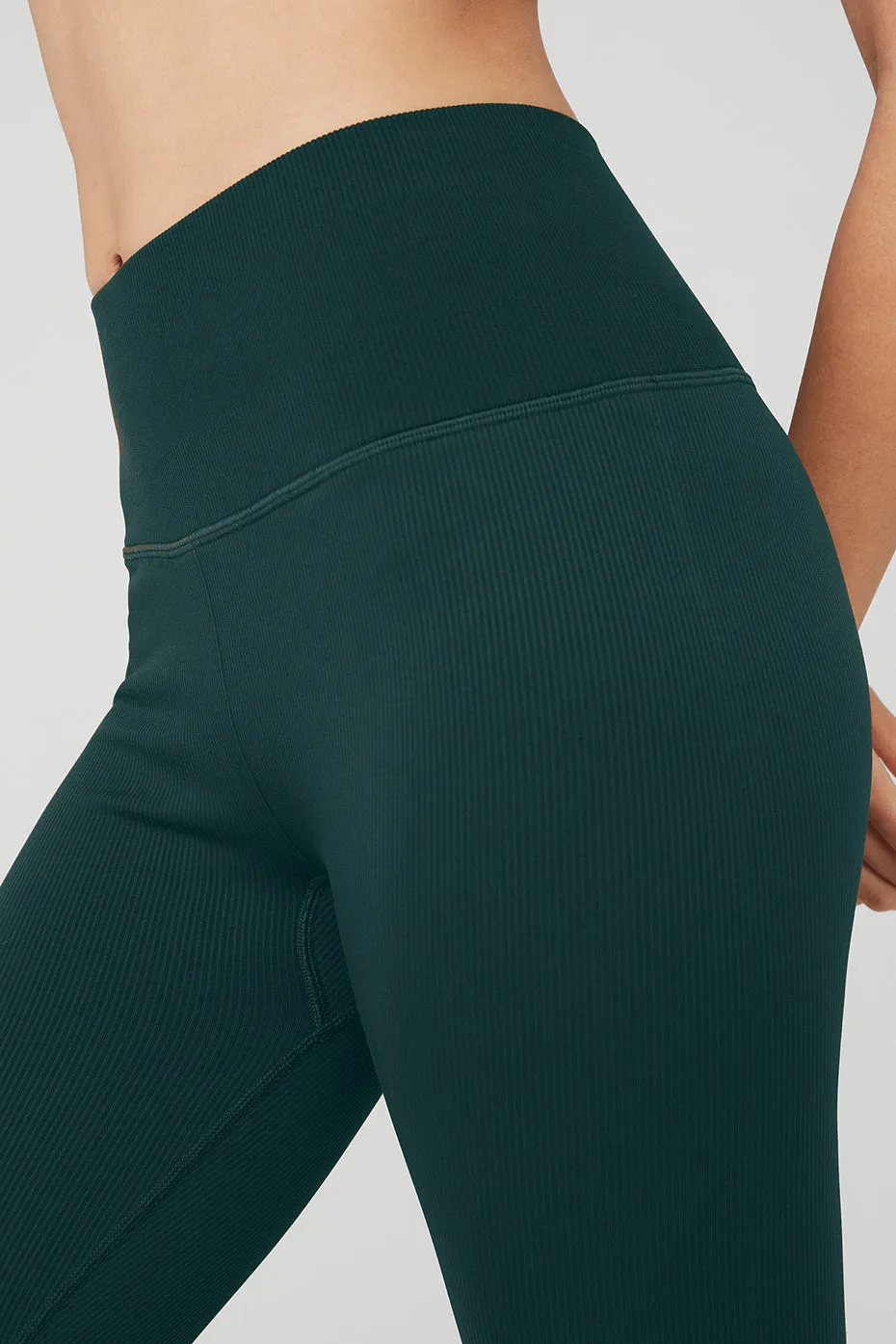 Seamless High-Waist Ribbed Legging - Midnight Green sold by Alo Yoga product image thumbnail 4