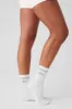 Unisex Half-Crew Throwback Sock - White/Titanium sold by Alo Yoga