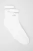 Unisex Half-Crew Throwback Sock - White/Titanium sold by Alo Yoga