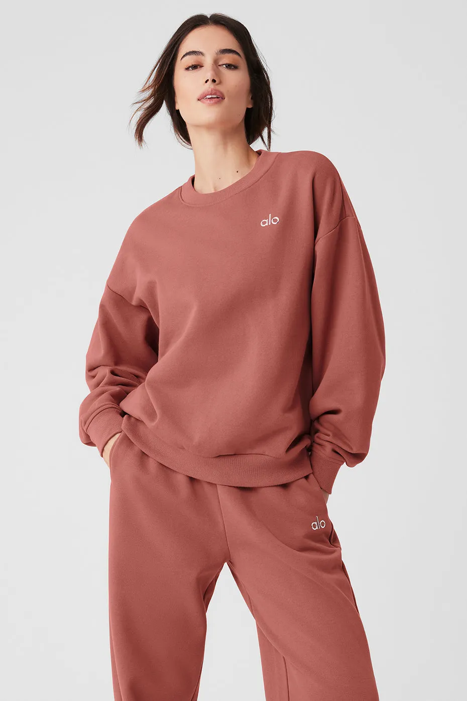 Accolade Crew Neck Pullover - Soft Terracotta sold by Alo Yoga