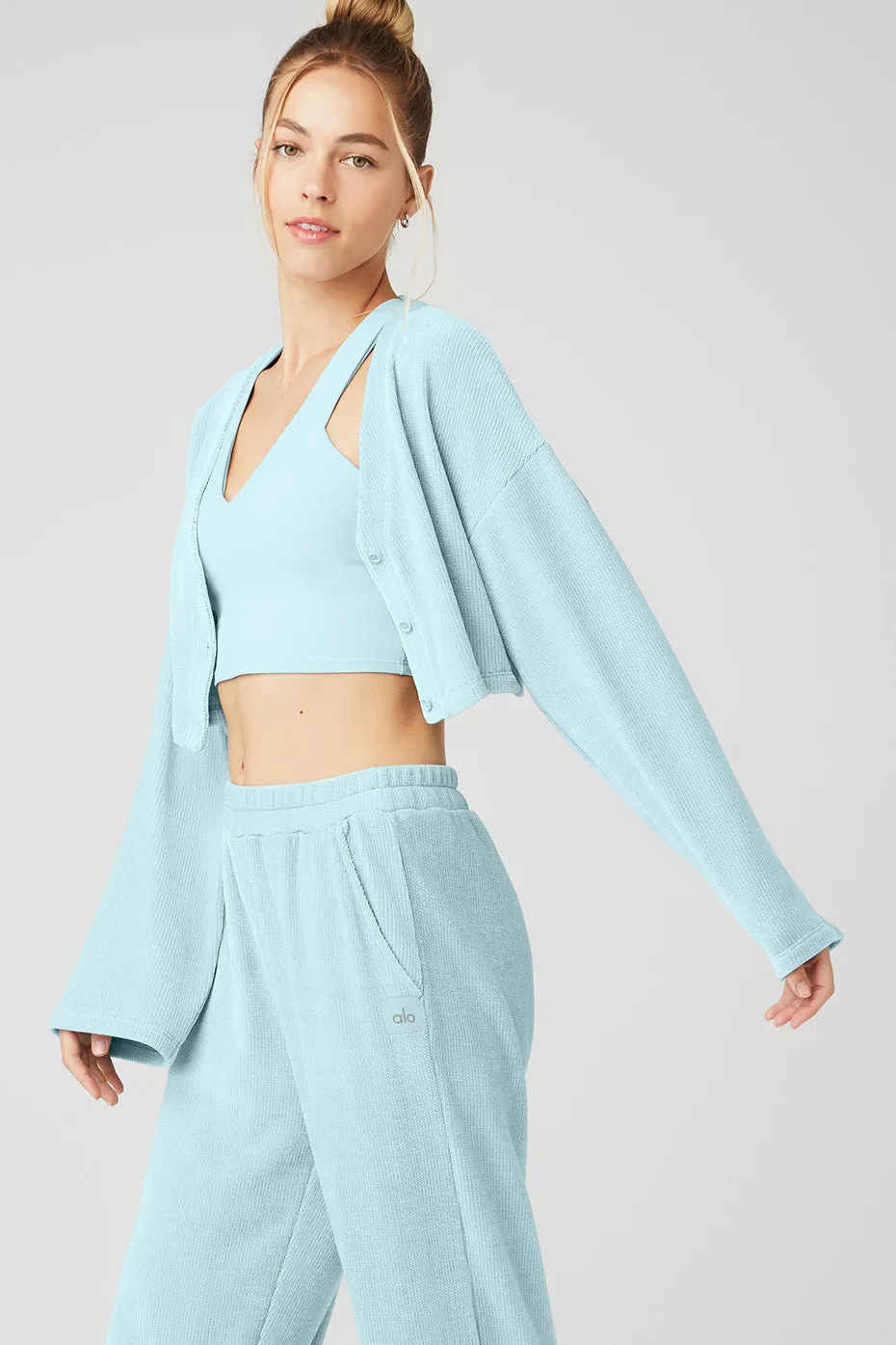 Chenille Chalet Cardigan - Chalk Blue sold by Alo Yoga product image thumbnail 3