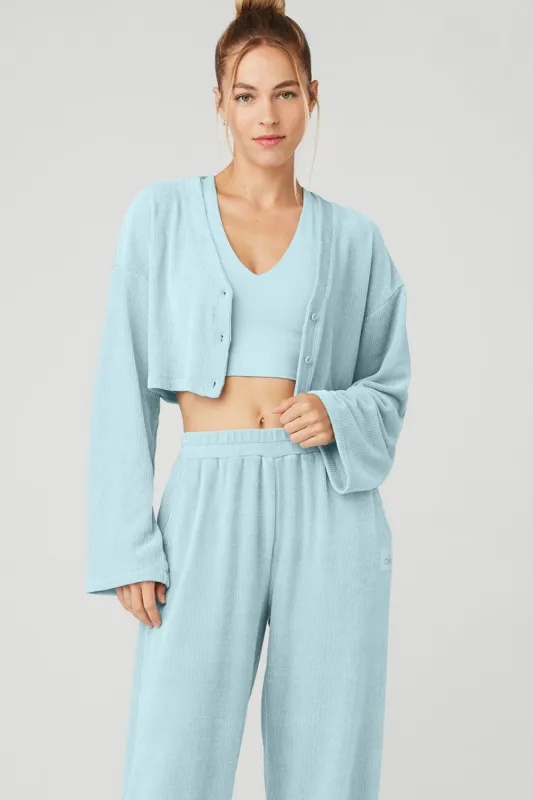 Chenille Chalet Cardigan - Chalk Blue sold by Alo Yoga