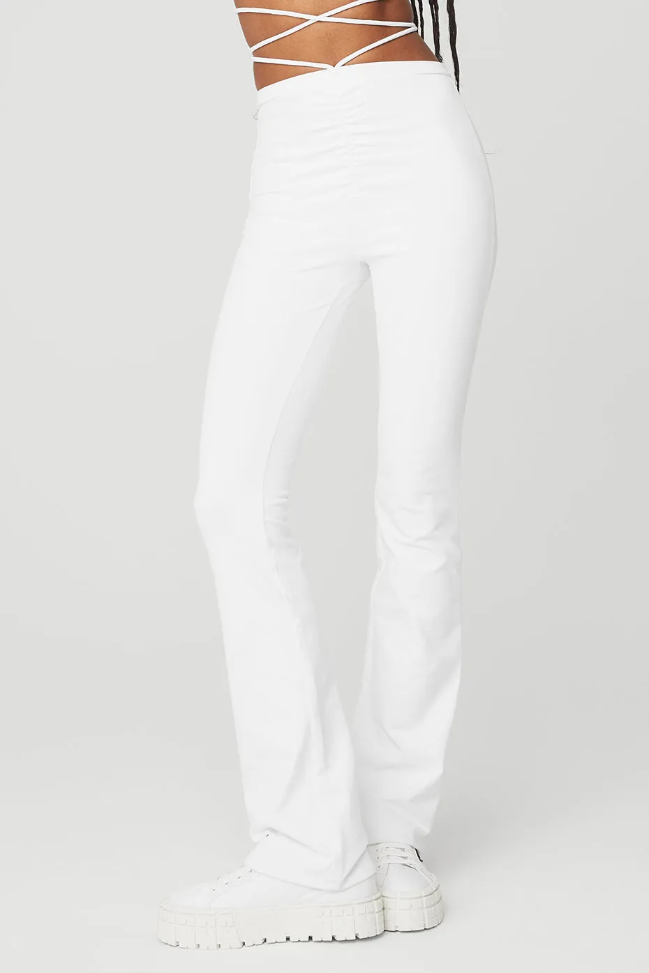 Airbrush High-Waist Cinch Flare Legging - White sold by Alo Yoga