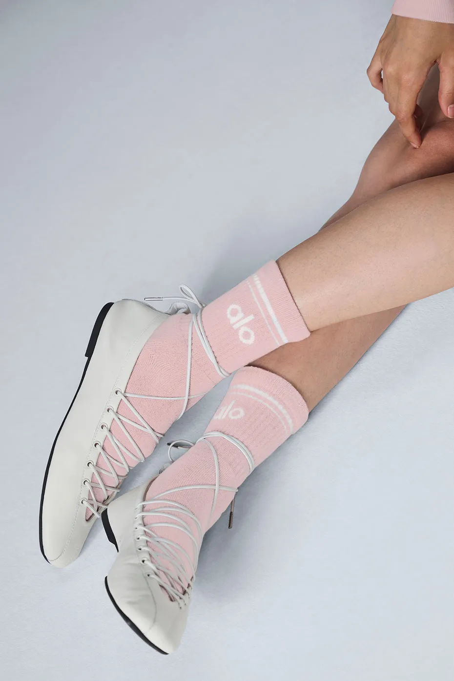 Unisex Half-Crew Throwback Sock - Ballet Pink/White sold by Alo Yoga product image thumbnail 2