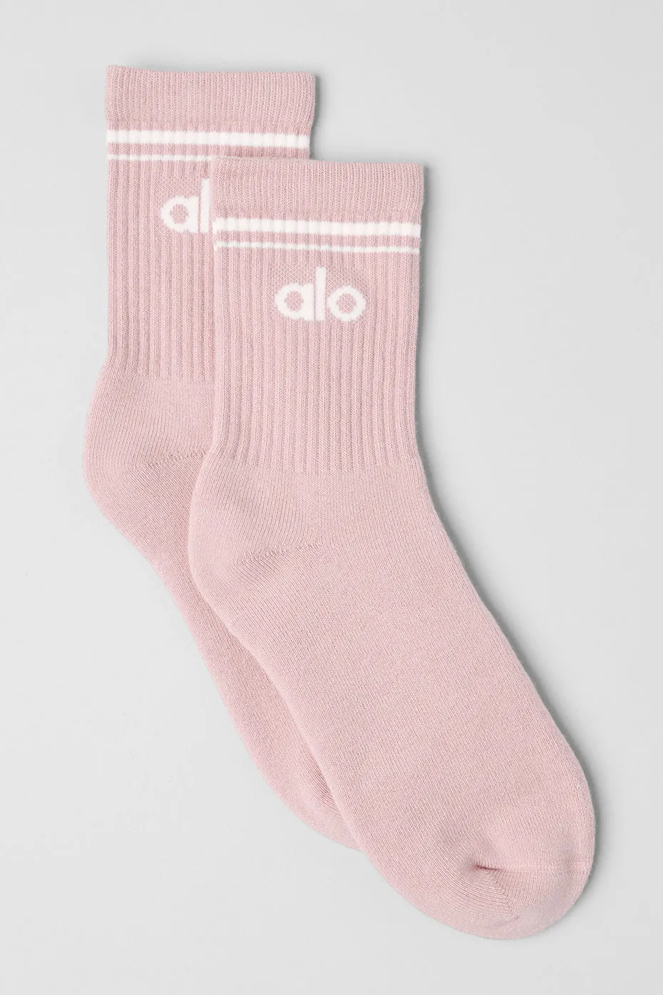 Unisex Half-Crew Throwback Sock - Ballet Pink/White sold by Alo Yoga