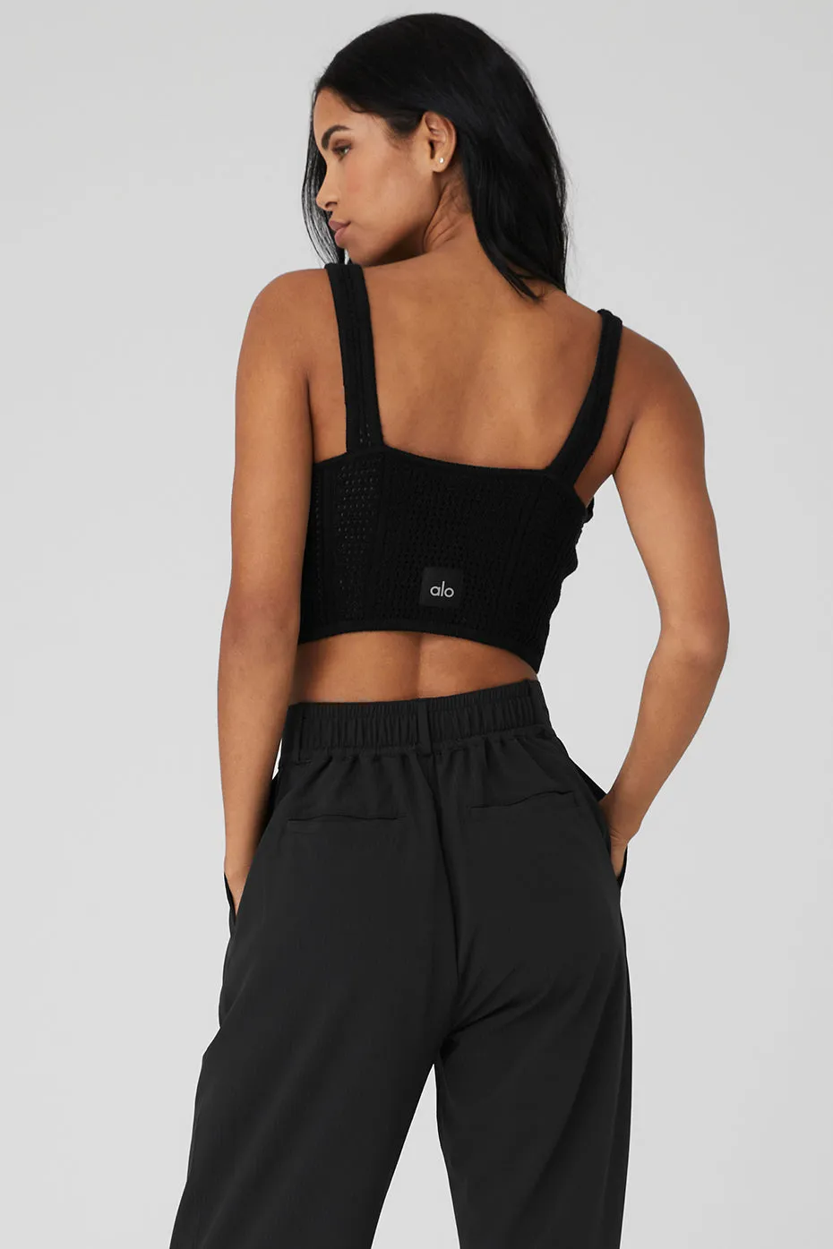 Open-Knit Chase The Sun Corset Tank - Black sold by Alo Yoga product image thumbnail 2
