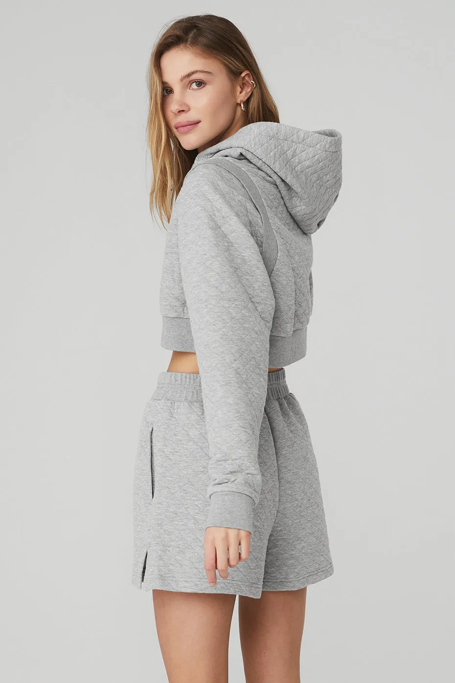 Quilted Cropped Arena Hoodie - Athletic Heather Grey sold by Alo Yoga product image thumbnail 2