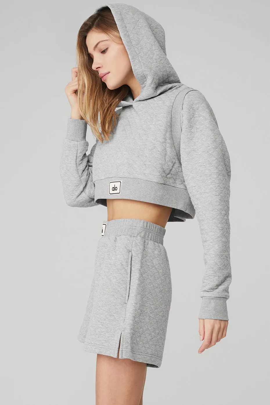 Quilted Cropped Arena Hoodie - Athletic Heather Grey sold by Alo Yoga product image thumbnail 3