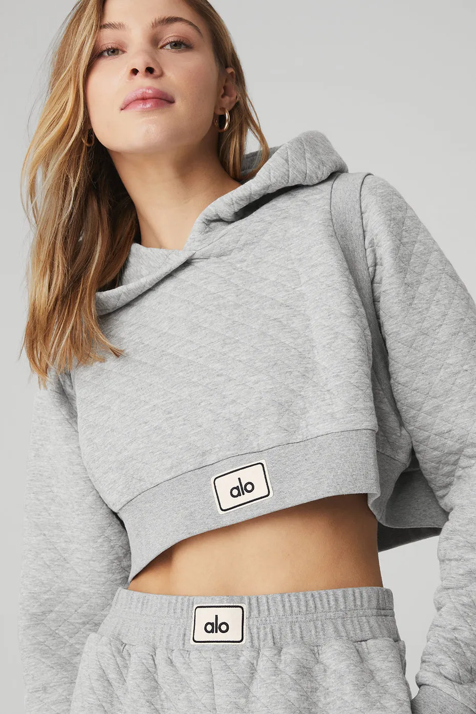 Quilted Cropped Arena Hoodie - Athletic Heather Grey sold by Alo Yoga product image thumbnail 4