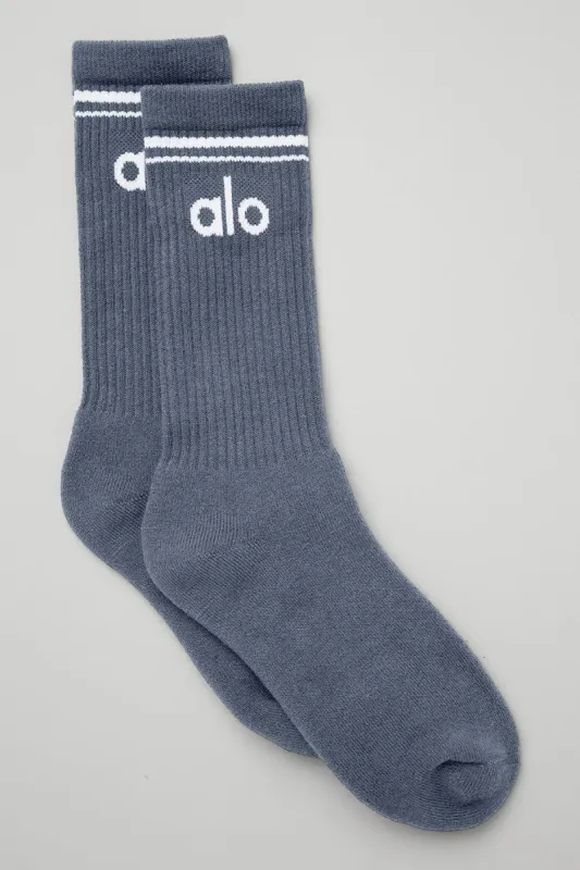 Unisex Throwback Sock - Bluestone/White sold by Alo Yoga