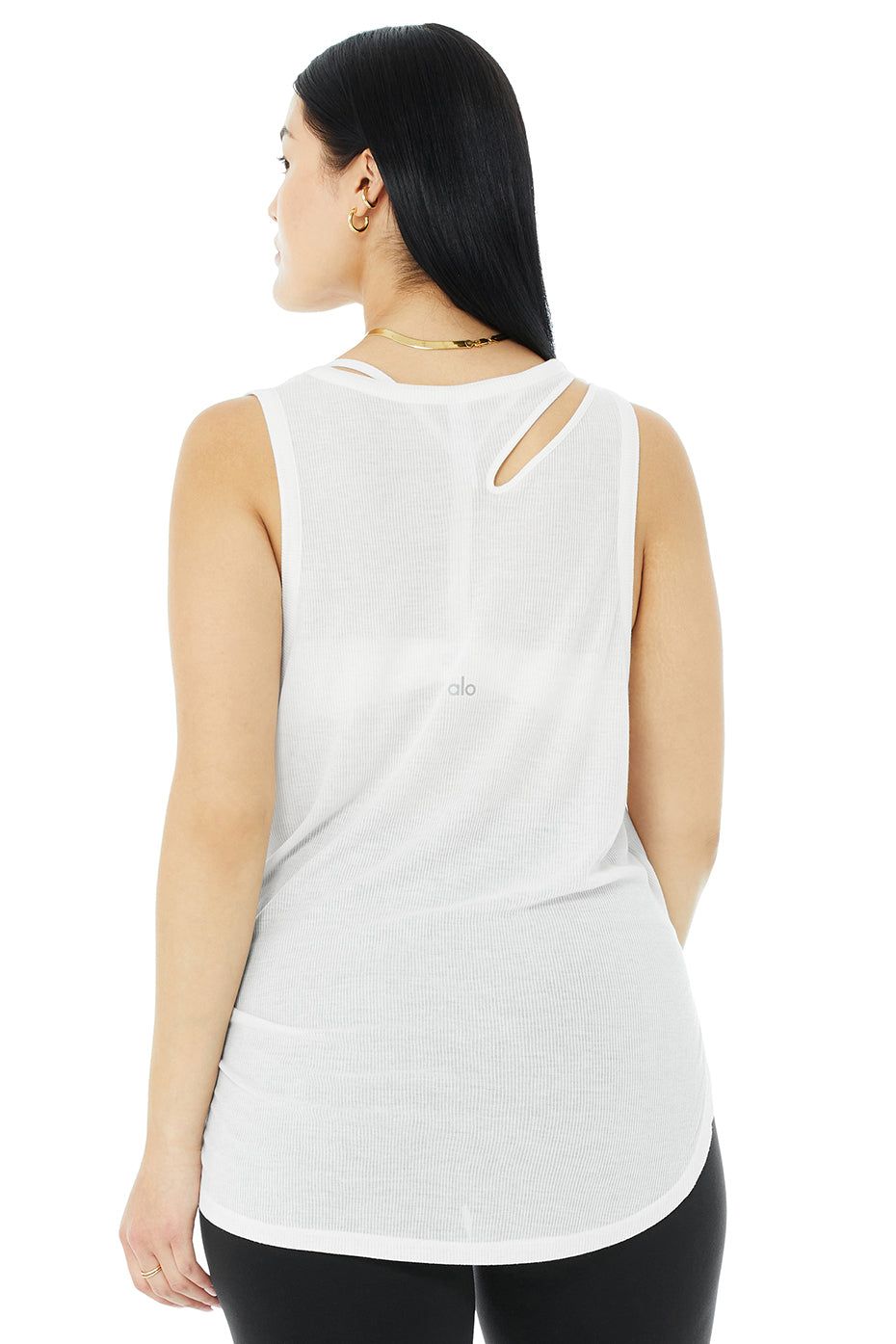 Ribbed Peak Tank - White sold by Alo Yoga product image thumbnail 7
