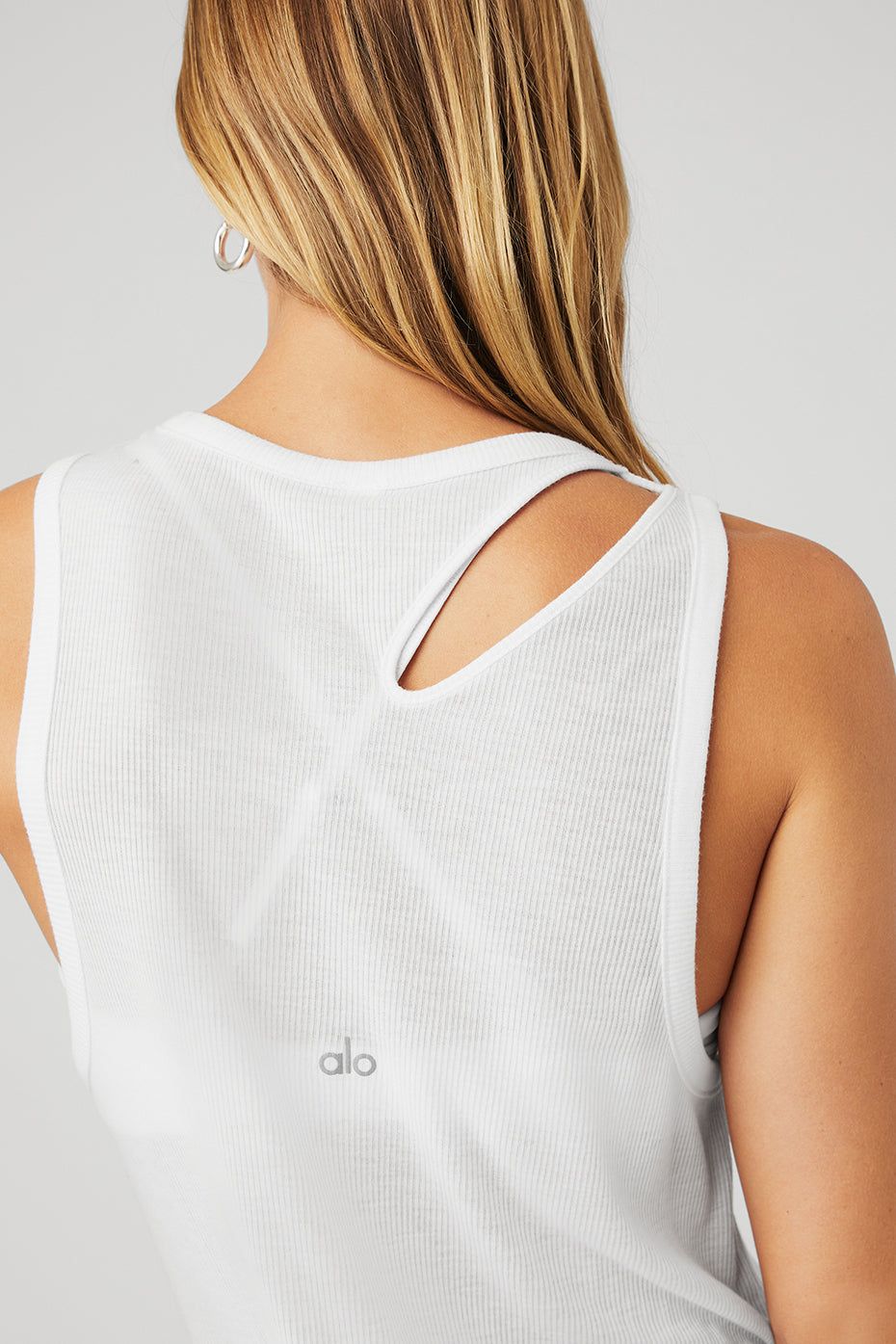 Ribbed Peak Tank - White sold by Alo Yoga product image thumbnail 5