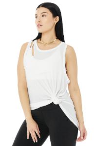 Ribbed Peak Tank - White sold by Alo Yoga