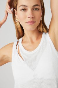 Ribbed Peak Tank - White sold by Alo Yoga