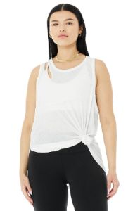 Ribbed Peak Tank - White sold by Alo Yoga