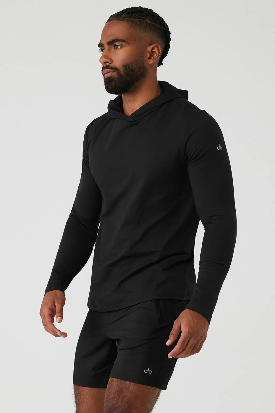Conquer Reform Long Sleeve With Hood - Black sold by Alo Yoga product image thumbnail 3