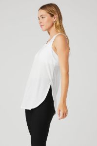Ribbed Peak Tank - White sold by Alo Yoga