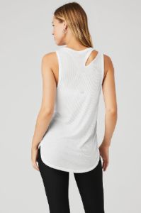 Ribbed Peak Tank - White sold by Alo Yoga