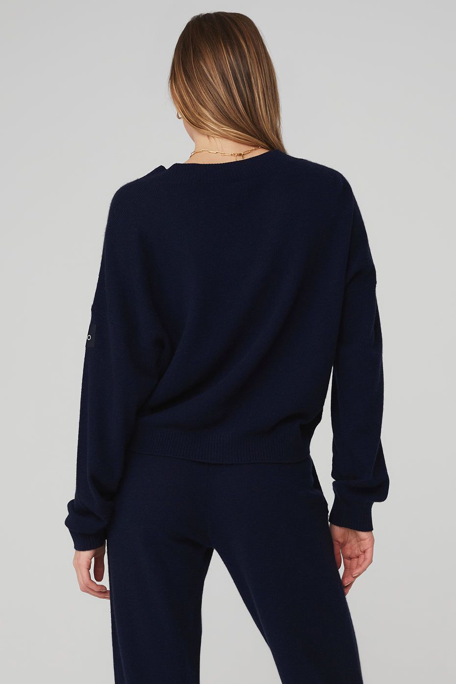 Cashmere Jet Set V-Neck Pullover - Navy sold by Alo Yoga product image thumbnail 2