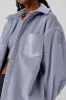 Ribbed Velour Mountain Side Shacket - Fog sold by Alo Yoga