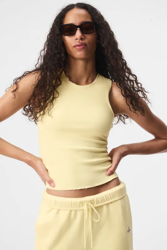 Ribbed En Pointe Tank - Lemon Ice sold by Alo Yoga